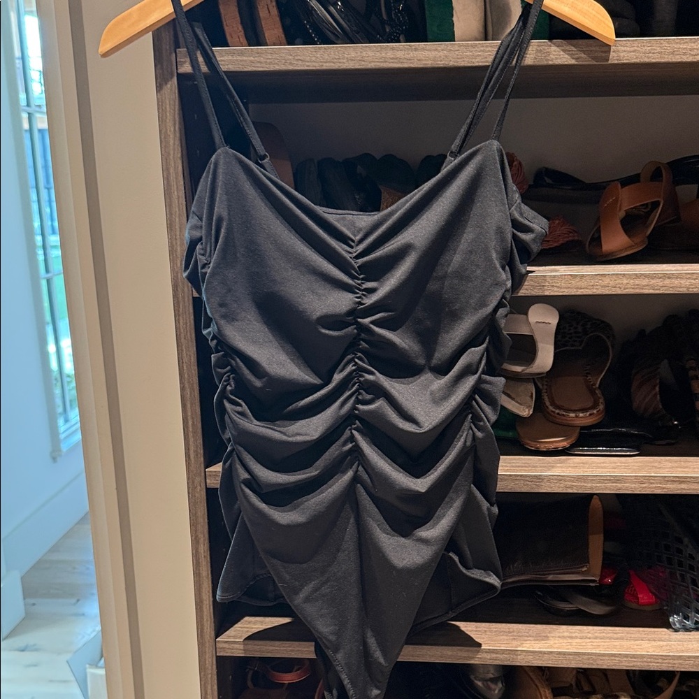 Tibi Black Ruched Camisole Top